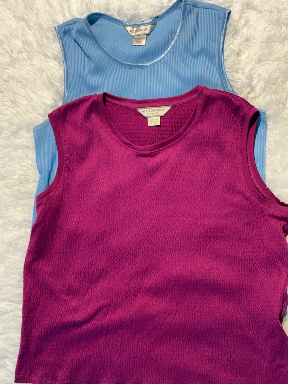 Allison Daley Sleeveless Tops Bundle Lot of 2 Blue Magenta Size L / PL - Picture 3 of 10